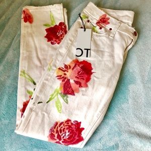 MOTHER The Looker Watercolor Floral Designer Jeans